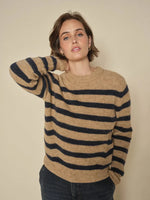 Mosh Mosh: Thora Stripe Crewneck Knit. Tannin