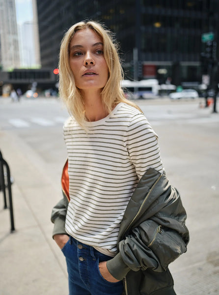 Mosh Mosh: Ani SS Stripe Knit Tee. Mermaid