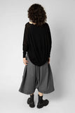 TAYLOR: Sleeved Knit Ellipse Top. Black