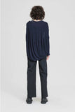 TAYLOR: Sleeved Knit Ellipse Top. Midnight