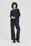 TAYLOR: Sleeved Knit Ellipse Top. Midnight