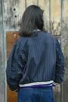 Cooper: Crop Up Jacket. Navy Stripe.