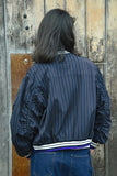 Cooper: Crop Up Jacket. Navy Stripe.