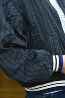 Cooper: Crop Up Jacket. Navy Stripe.