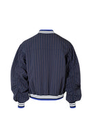 Cooper: Crop Up Jacket. Navy Stripe.