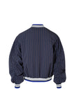 Cooper: Crop Up Jacket. Navy Stripe.