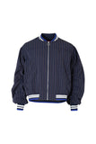 Cooper: Crop Up Jacket. Navy Stripe.
