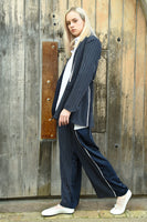 Cooper: Leg Of Mercy Pant. Navy Pinstripe.