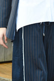 Cooper: Leg Of Mercy Pant. Navy Pinstripe.