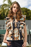 Coop: Notting Frill Top. Navy Gilt.