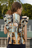 Coop: Notting Frill Top. Navy Gilt.