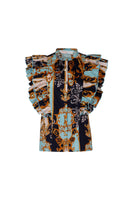 Coop: Notting Frill Top. Navy Gilt.
