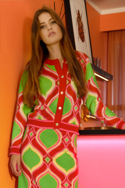 Coop: Cardy Candy Cardigan. Pink&LIme.