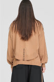 TAYLOR: Stitched Article Sweater. Toffee/Black