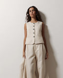 YERSE: ECRU LINEN-BLEND VEST