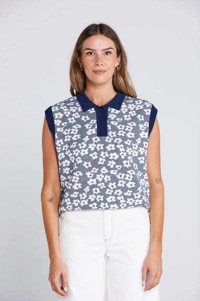 Thing Thing: Fairway Flowers Polo. Navy.